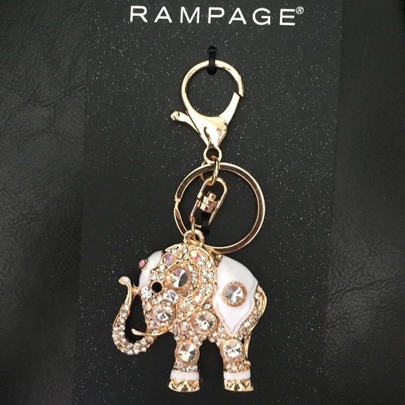 Rampage Handbags - NWT - Embellished Elephant Gold Ivory Key Fob Bag Charm